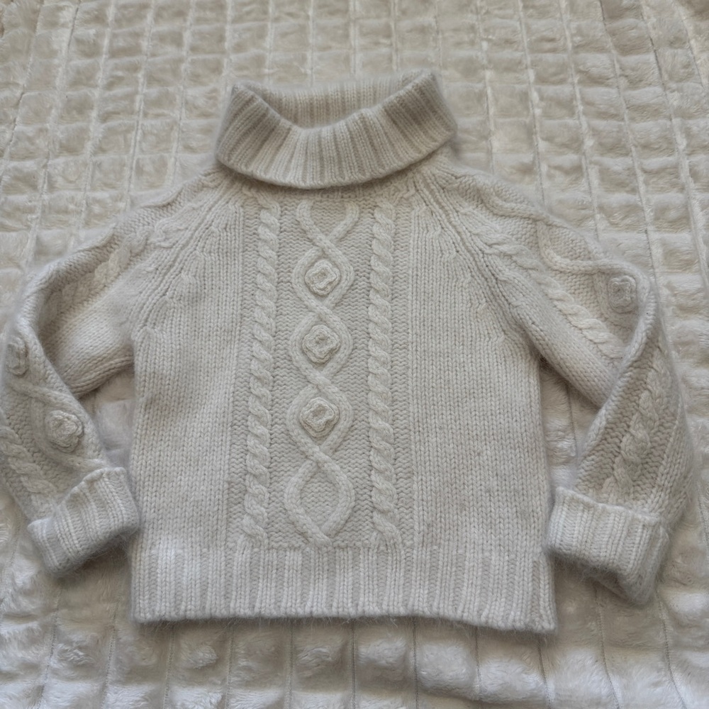 Hartstringsβ 4T Ivory Cable Knit Turtleneck Sweater ~ Cozy Pictures Holiday